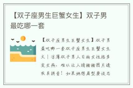 双子男最吃哪一套