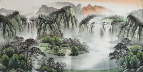 山水画上有瀑布风水