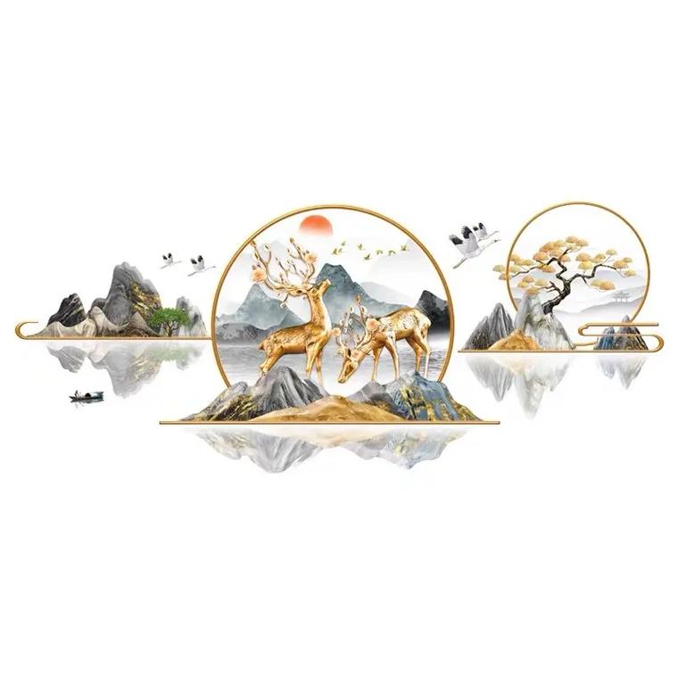 沙发背后挂鹿画意思