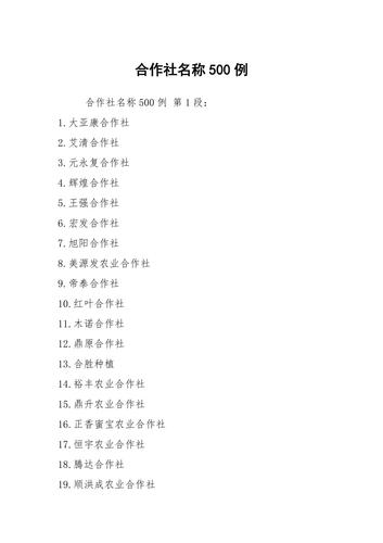 合作社创意好听的名字