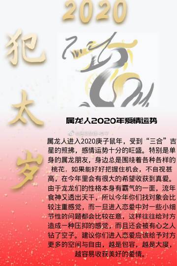 2020年运势龙生肖运势