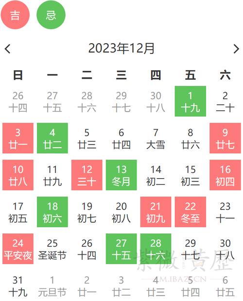 动土吉日查询2023年12月
