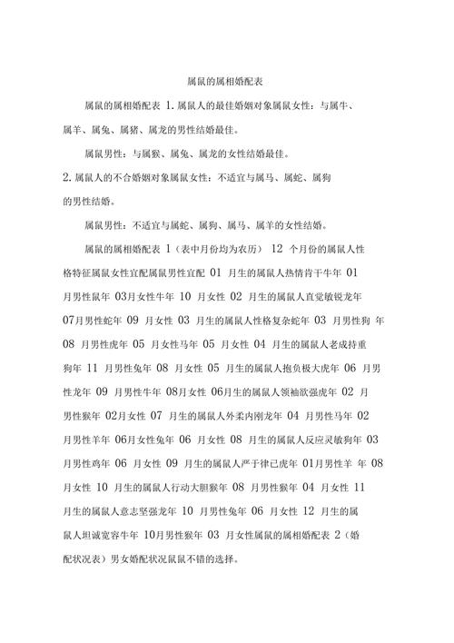 属相配对 属鼠的女人配对属相婚配表