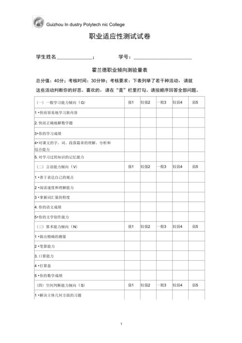 霍兰德职业倾向测量表