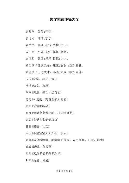 2021年好听的叠字男孩小名,属牛男宝宝乳名大全