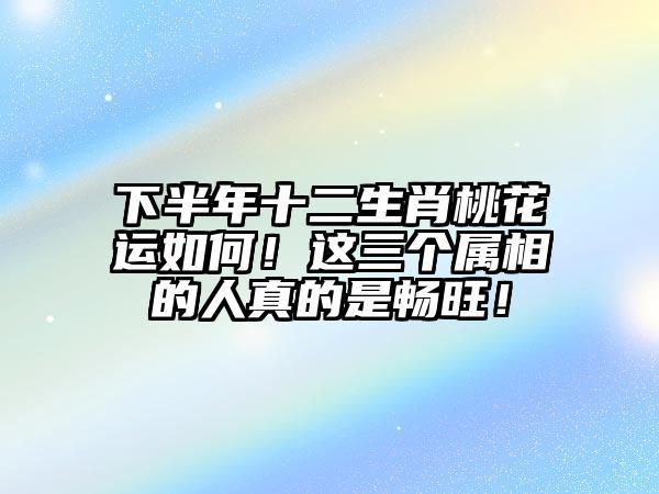 十二生肖中 下半年谁的桃花运最旺