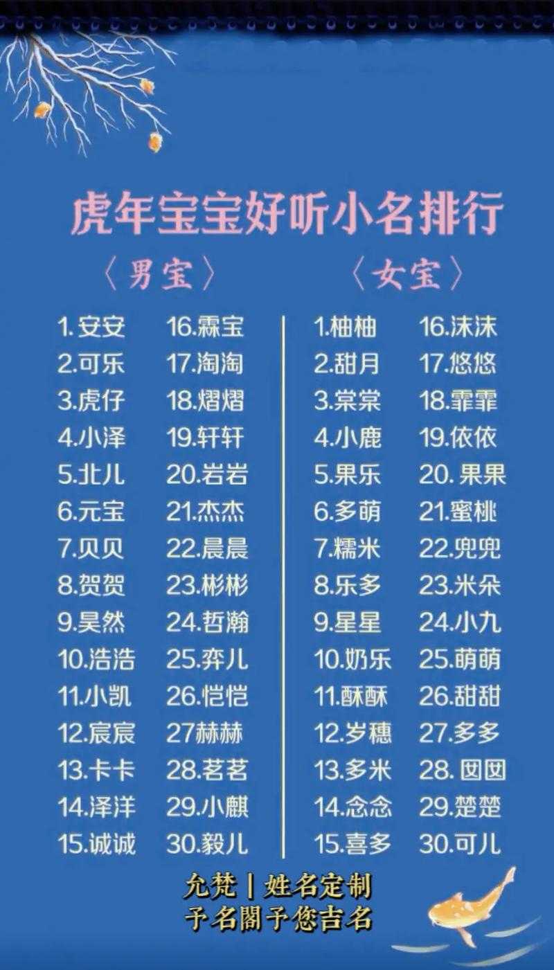 虎宝宝小名洋气