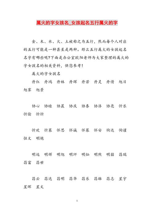 女孩带火字怎么取名