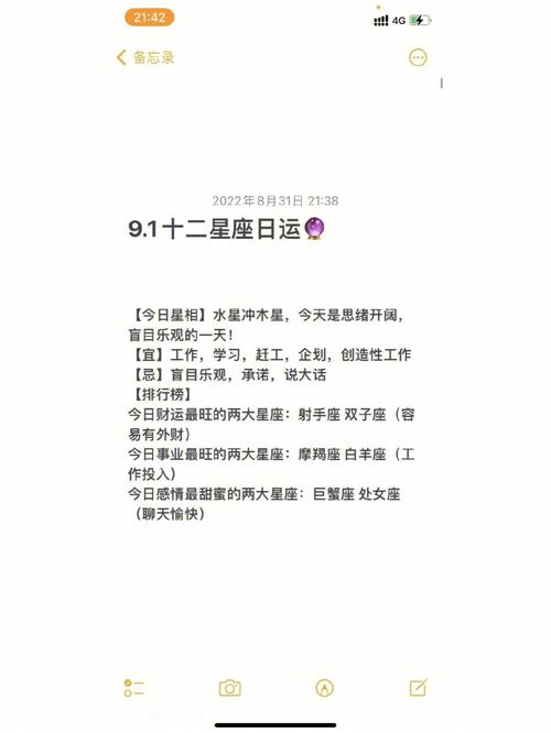 狂月天时 十二星座每日运势9月1日