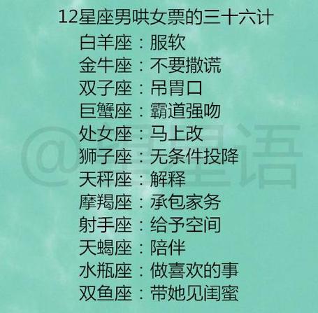 12星座男哄女票的三十六计
