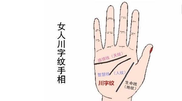 女人川字纹手相代表什么