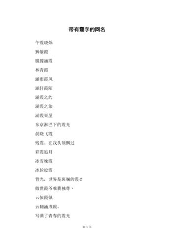 女孩带霞的名字哪些好
