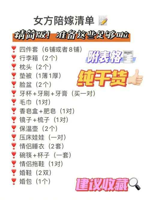 结婚女方必买清单大全