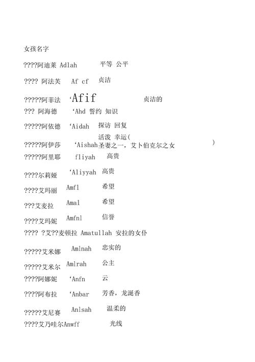 好听的阿拉伯名字