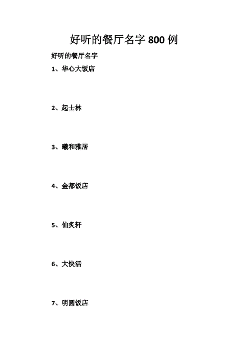 好听的饭馆名字