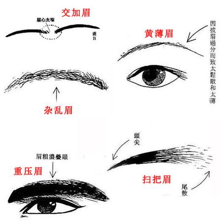 黄薄眉面相图解