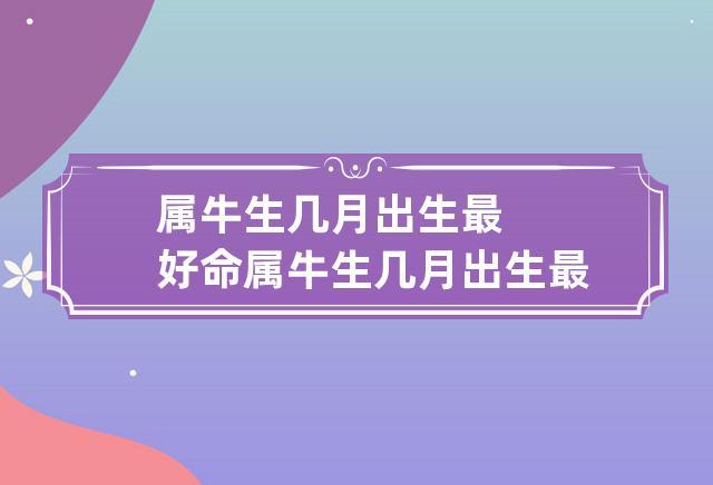 几月份的牛最好命