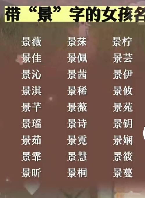 女孩子名字里带个景怎么取名字好听