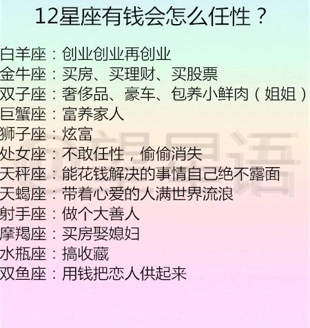 银行告诉你哪个星座最有钱
