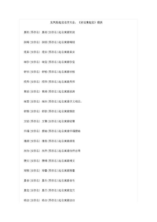龙凤胎成语起名字大全