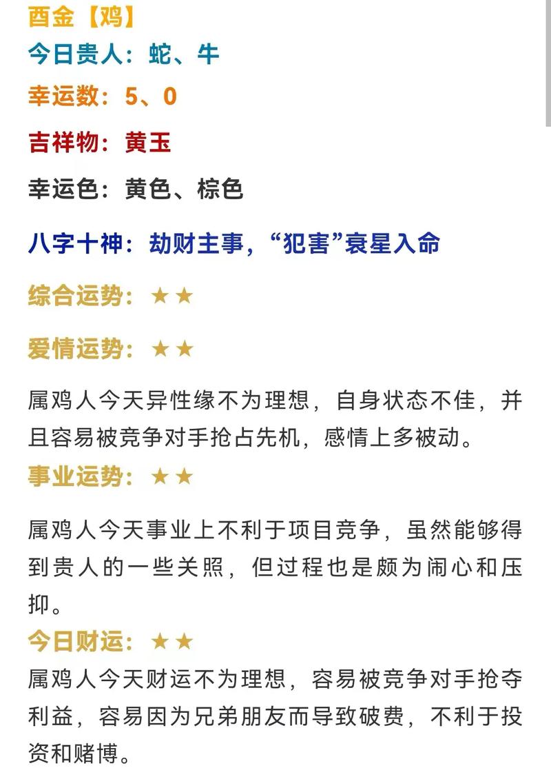 十二生肖天天运势详解