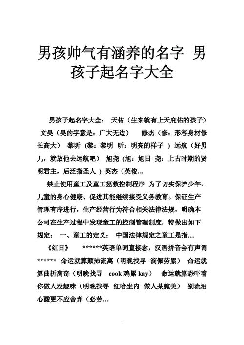 男孩名字打分高的名字
