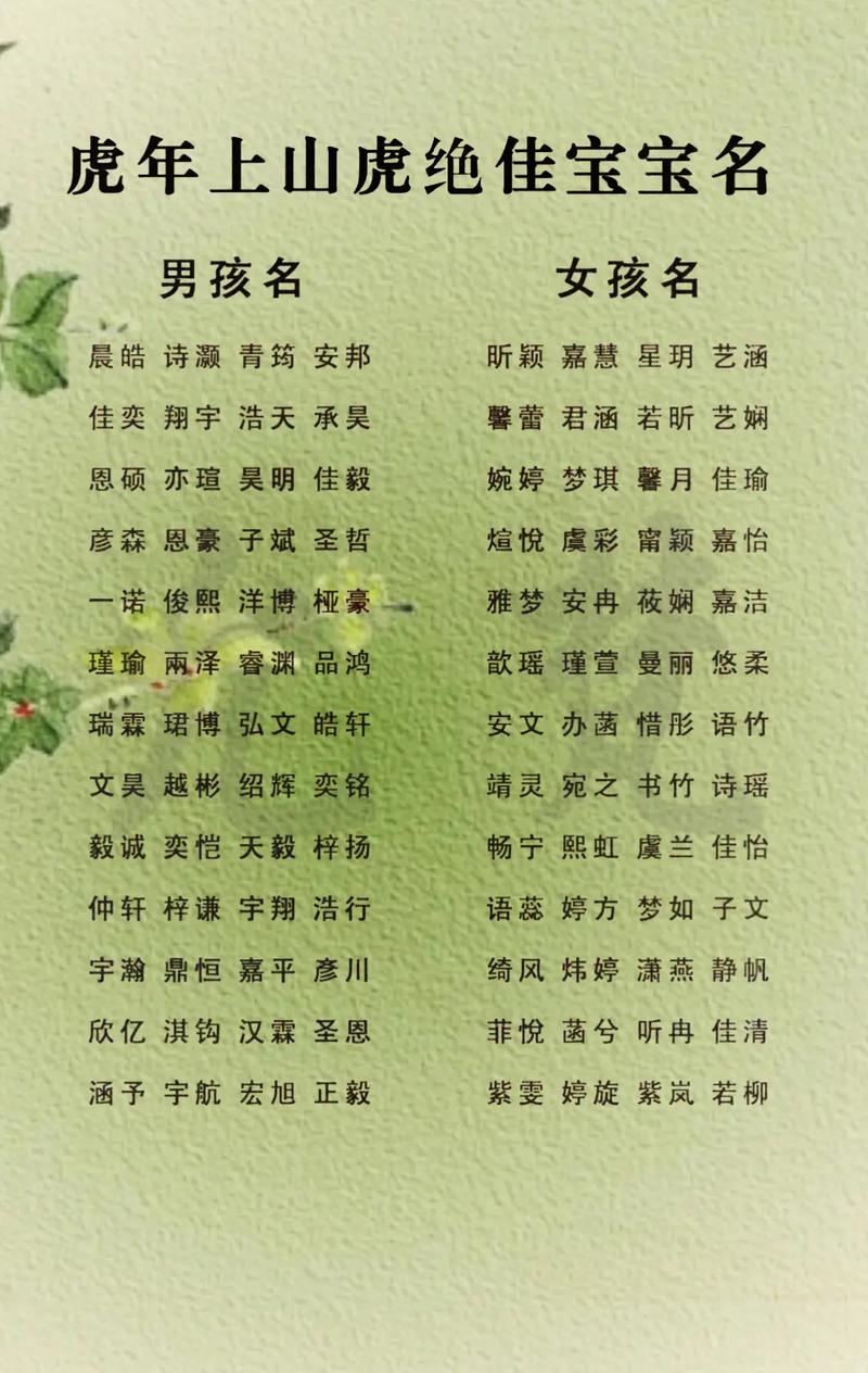 虎年的宝宝如何取名